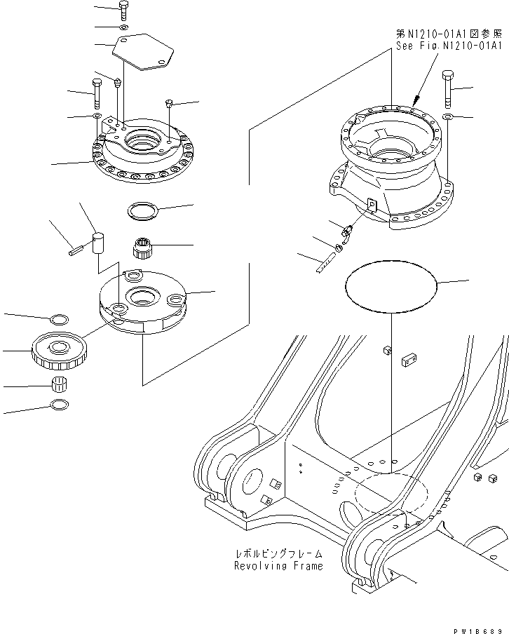 Komatsu parts book diagram for PC750SE-6 S/N 10001-UP (For North America): SWING MACHINERY ASS'Y (1ST CARRIER AND GAUGE SUPPORT) (SUPPLY PARTS)(#11001-)