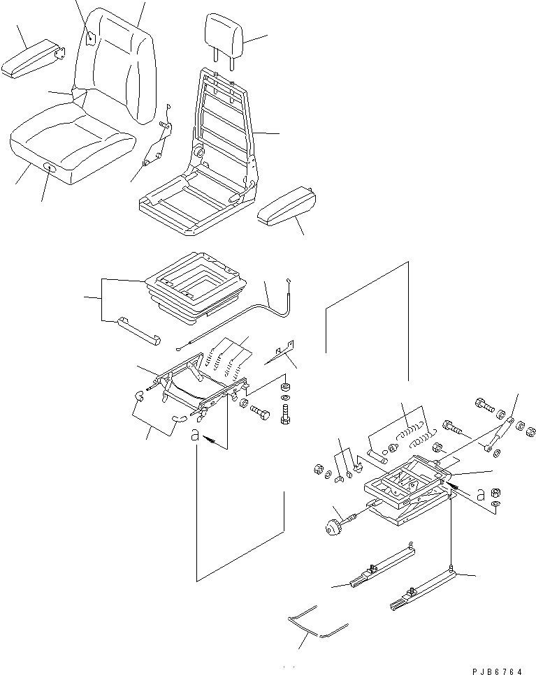 Komatsu parts book diagram for PC750SE-6 S/N 10001-UP (For North America): OPERATOR'S SEAT ASS'Y (TILT) (SUSPENSION TYPE)
