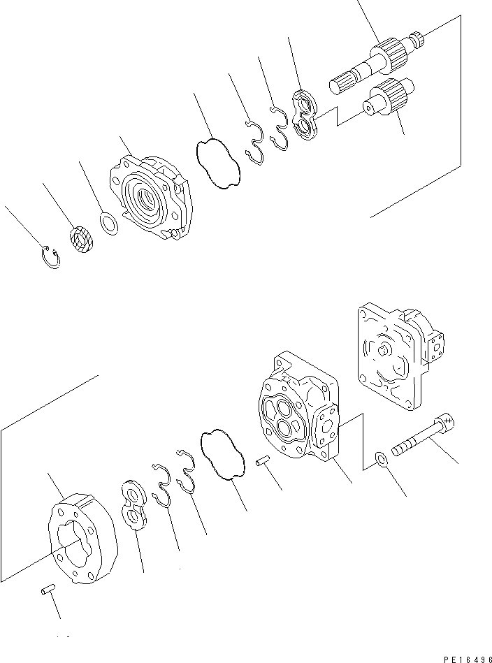 Komatsu parts book diagram for PC750SE-6 S/N 10001-UP (For North America): GEAR PUMP (1/2)(#10239-)