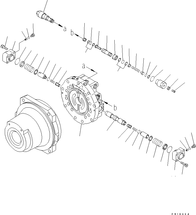Komatsu parts book diagram for PC750SE-6 S/N 10001-UP (For North America): TRAVEL MOTOR (CYLINDER BLOCK AND PISTON ASS'Y)(#11001-)