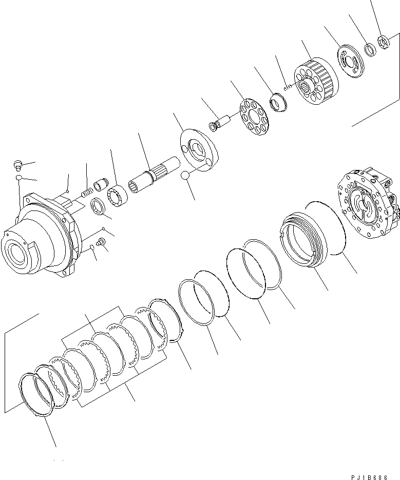 Komatsu parts book diagram for PC750SE-6 S/N 10001-UP (For North America): TRAVEL MOTOR (CYLINDER BLOCK AND PISTON ASS'Y)(#11001-)