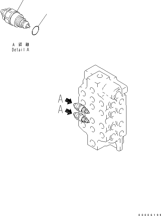 Komatsu parts book diagram for PC750SE-6 S/N 10001-UP (For North America): MAIN VALVE (4-SPOOL) (4/6) (FOR U.S.A.)(#11001-)