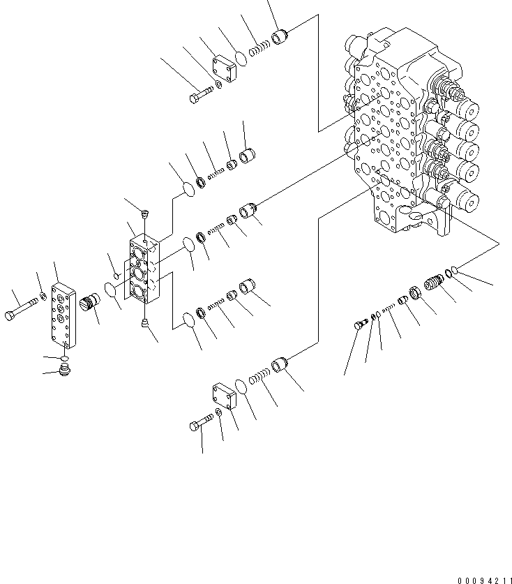 Komatsu parts book diagram for PC750SE-6 S/N 10001-UP (For North America): MAIN VALVE (5-SPOOL) (2/5) (FOR U.S.A.)(#11001-)