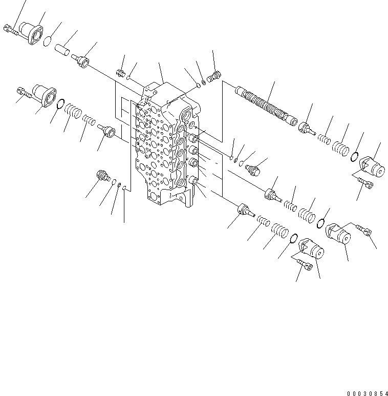 Komatsu parts book diagram for PC750SE-6 S/N 10001-UP (For North America): MAIN VALVE (5-SPOOL) (1/5) (FOR U.S.A.)(#11001-)