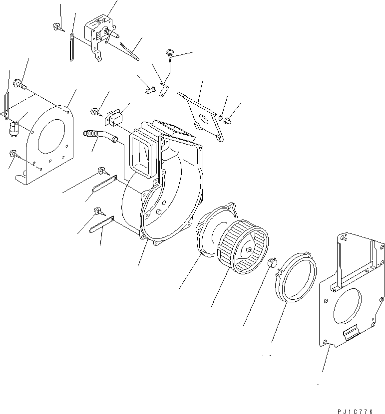 Komatsu parts book diagram for PC750SE-6 S/N 10001-UP (For North America): BLOWER ASS'Y (FOR AIR CONDITIONER)(#11001-)
