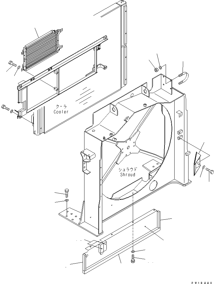 Komatsu parts book diagram for PC750SE-6-AM S/N 10001-UP: COOLING (CONDENSER AND COOLING GUARD)(#11001-)