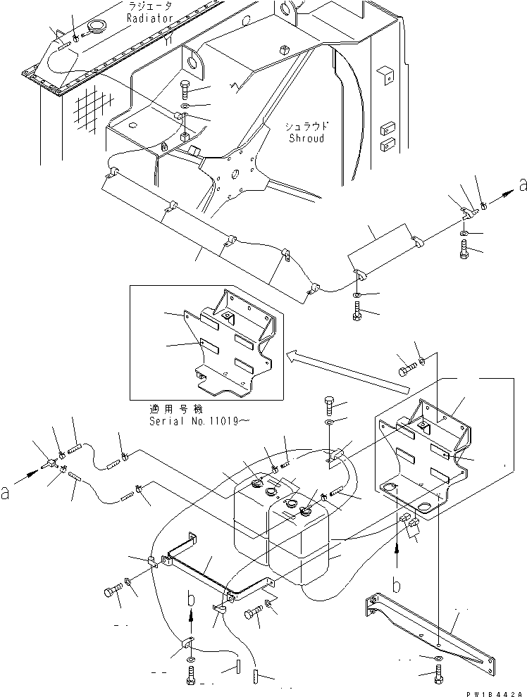 Komatsu parts book diagram for PC750SE-6-AM S/N 10001-UP: COOLING (SUB TANK)(#11001-)