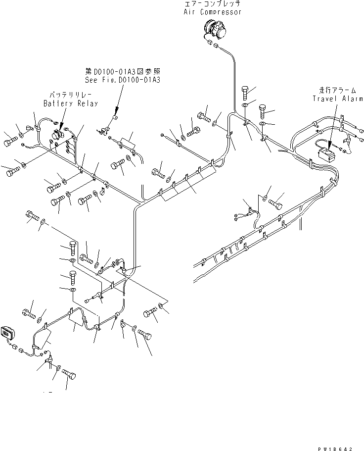 Komatsu parts book diagram for PC750SE-6-AM S/N 10001-UP: WIRING (MAIN HARNESS) (CLIP) (RIGHT DECK)(#11001-)