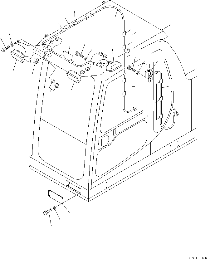 Komatsu parts book diagram for PC750SE-6-AM S/N 10001-UP: ADDITIONAL WORK LAMP (WITH F.O.P.S.)(#11001-)