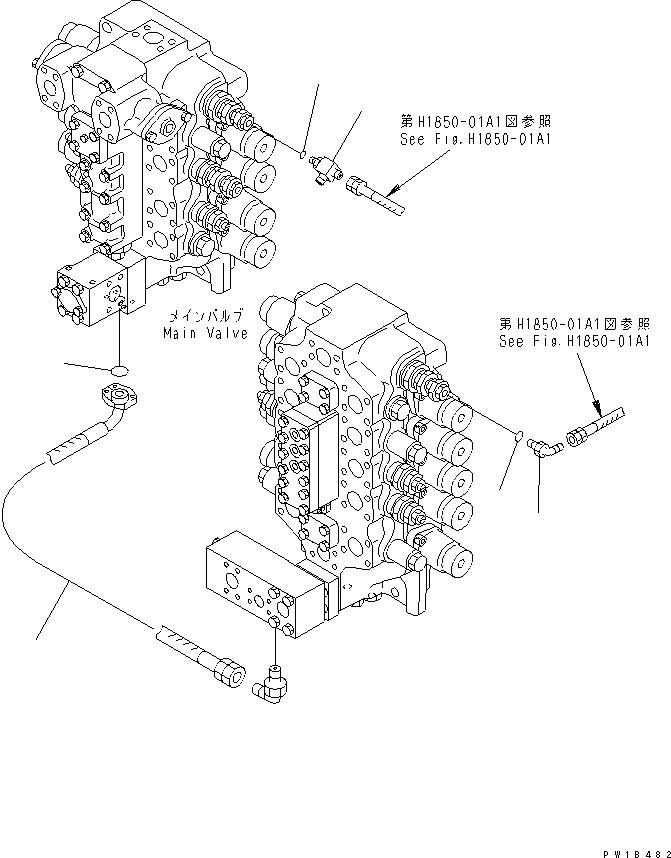 Komatsu parts book diagram for PC750SE-6-AM S/N 10001-UP: MAIN VALVE (HEAVY LIFT AND PRESSURE SUPPORT)(#11001-)