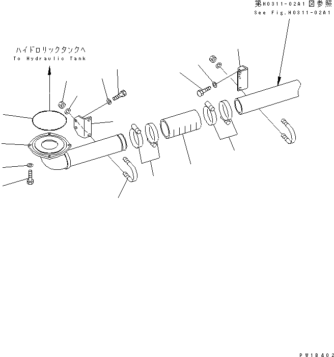 Komatsu parts book diagram for PC750SE-6-AM S/N 10001-UP: SUCTION PIPING (HYDRAULIC TANK)(#11001-)