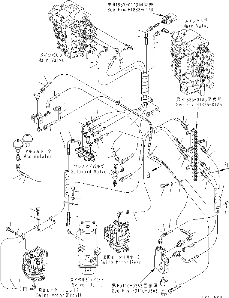 Komatsu parts book diagram for PC750SE-6-AM S/N 10001-UP: SOLENOID VALVE LINE(#11001-)