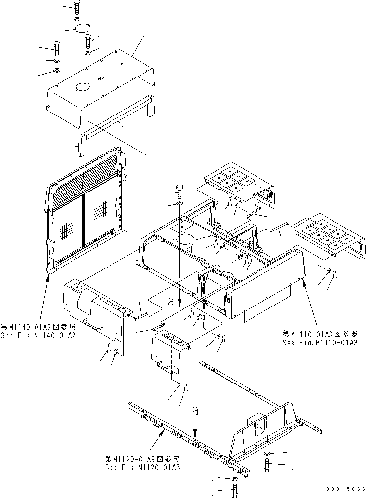 Komatsu parts book diagram for PC750SE-6-AM S/N 10001-UP: HOOD (FRAME ? CATCHER AND COVER ? R.H.)(#11001-)