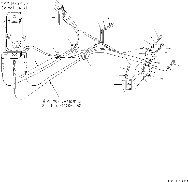 Komatsu parts book diagram for PC750SE-6-AM S/N 10001-UP: TRAVEL PIPING (CENTER FRAME SIDE)(#11001-)