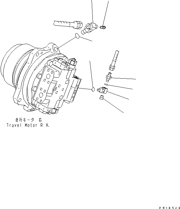 Komatsu parts book diagram for PC750SE-6-AM S/N 10001-UP: TRACK FRAME (TRAVEL PIPING) (MOTOR SIDE) (R.H.)(#11001-)