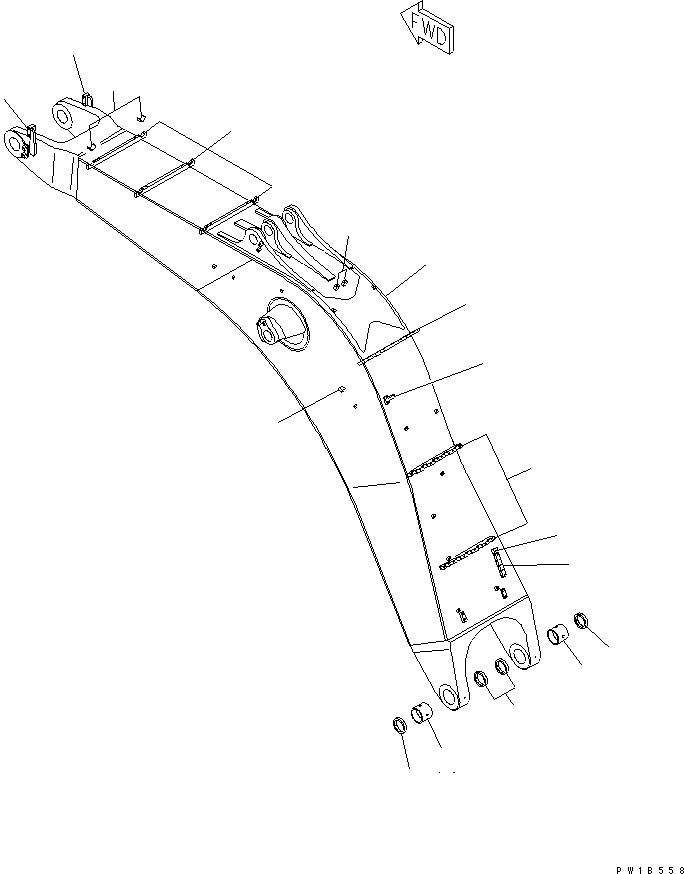 Komatsu parts book diagram for PC750SE-6-AM S/N 10001-UP: BOOM (7.1M) (FOR BACKHOE)(#11001-)