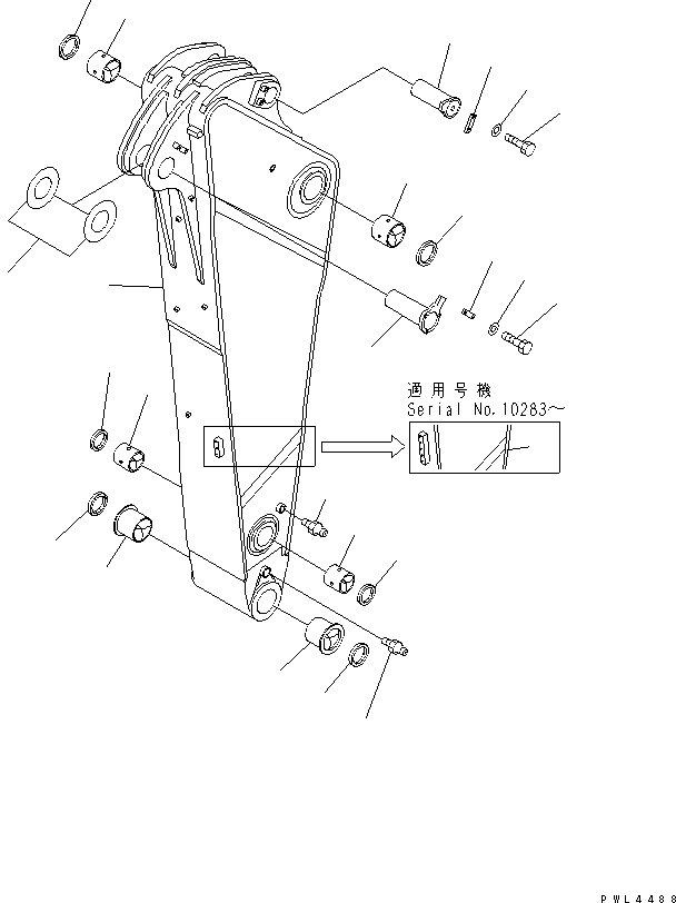 Komatsu parts book diagram for PC750SE-6-AM S/N 10001-UP: ARM (2.9M) (FOR BACKHOE)