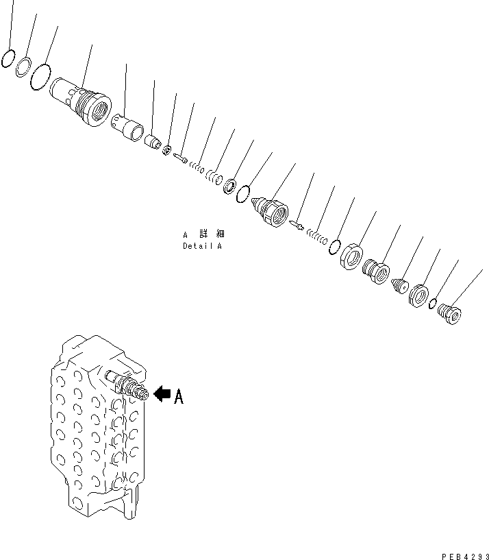 Komatsu parts book diagram for PC750SE-6-AM S/N 10001-UP: MAIN VALVE (3/5) (5-SPOOL)(#11001-)