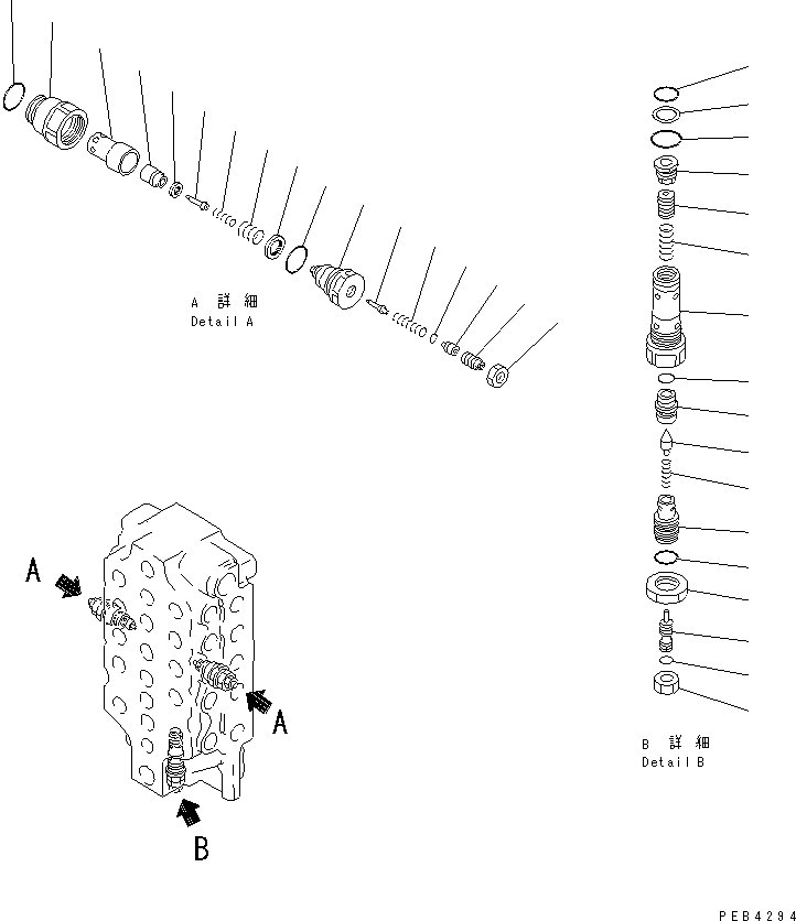 Komatsu parts book diagram for PC750SE-6-AM S/N 10001-UP: MAIN VALVE (4/5) (5-SPOOL)(#11001-)