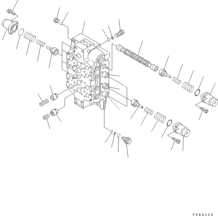 Komatsu parts book diagram for PC750SE-6-AM S/N 10001-UP: MAIN VALVE (1/6) (4-SPOOL)(#11001-)