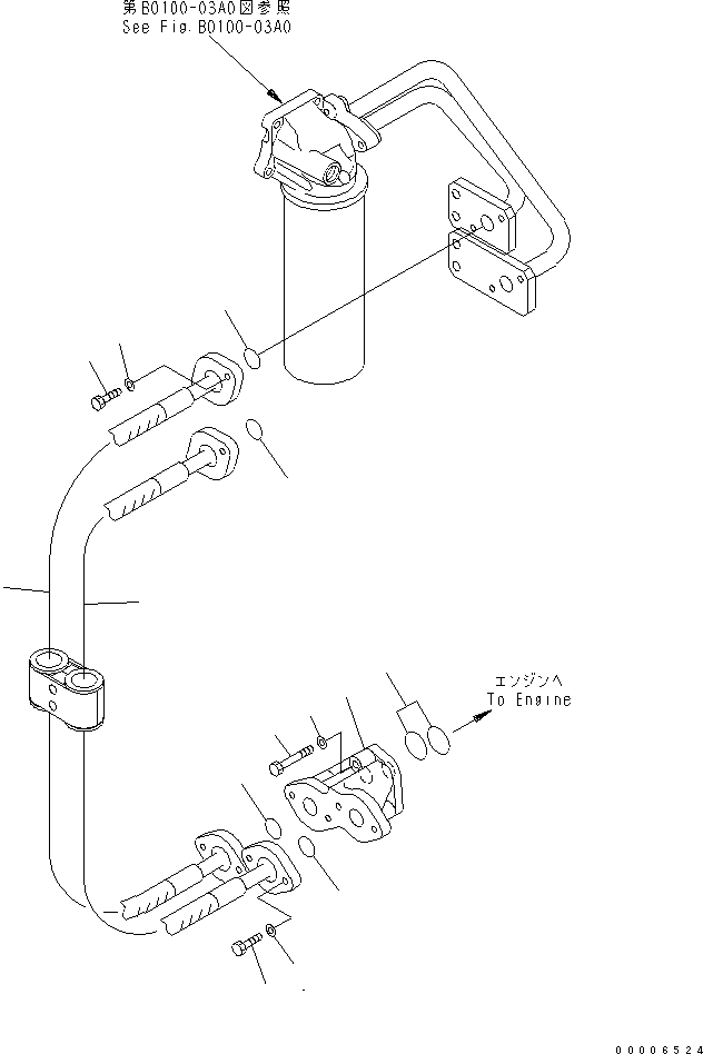 Excavators Komatsu / PC750SE-7K S/N K40001-UP(pc750s3u) / ENGINE MOUNTING (OIL FILTER HOSE)(030020 : B0100-02A0)