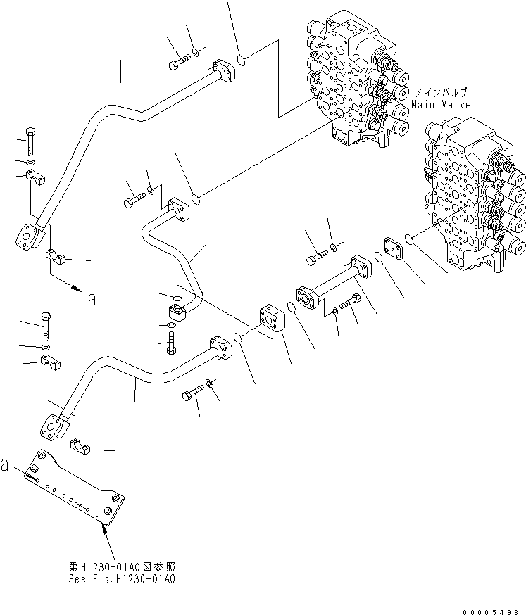 Excavators Komatsu / PC750SE-7K S/N K40001-UP(pc750s3u) / VALVE DELIVERY PIPING (BUCKET)(150310 : H1222-01A0)
