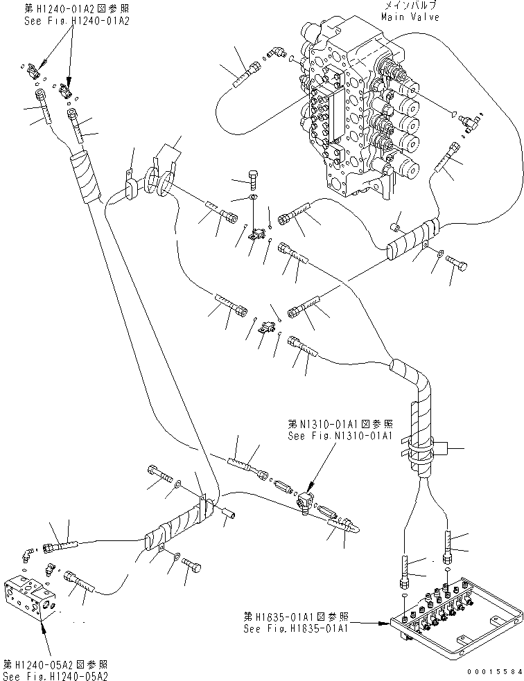 Excavators Komatsu / PC750SE-7K S/N K40001-UP(pc750s3u) / CYLINDER LOCK VALVE LINES (PILOT PIPING) (2/3)(150370 : H1240-02A2)