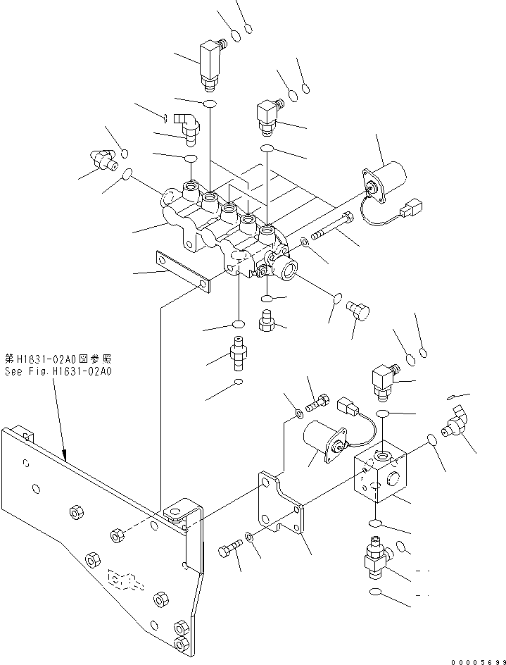 Excavators Komatsu / PC750SE-7K S/N K40001-UP(pc750s3u) / SOLENOID VALVE (5-SPOOL AND SWING PRIORITY)(150470 : H1831-01A0)