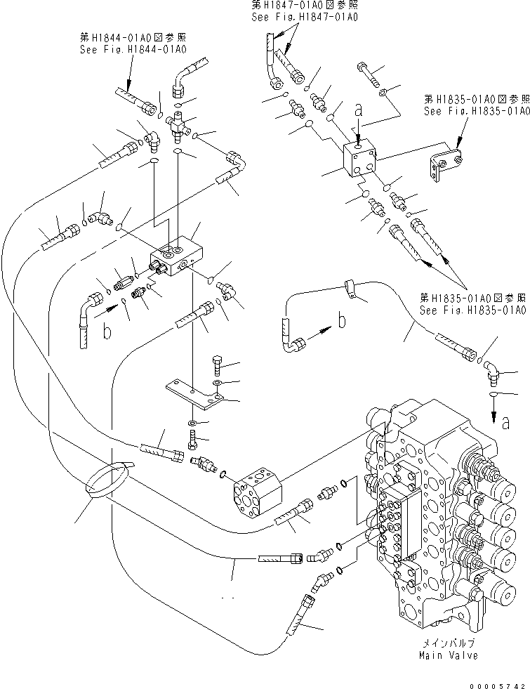 Excavators Komatsu / PC750SE-7K S/N K40001-UP(pc750s3u) / SHUTTLE VALVE LINE (SHUTTLE VALVE)(150500 : H1833-01A0)