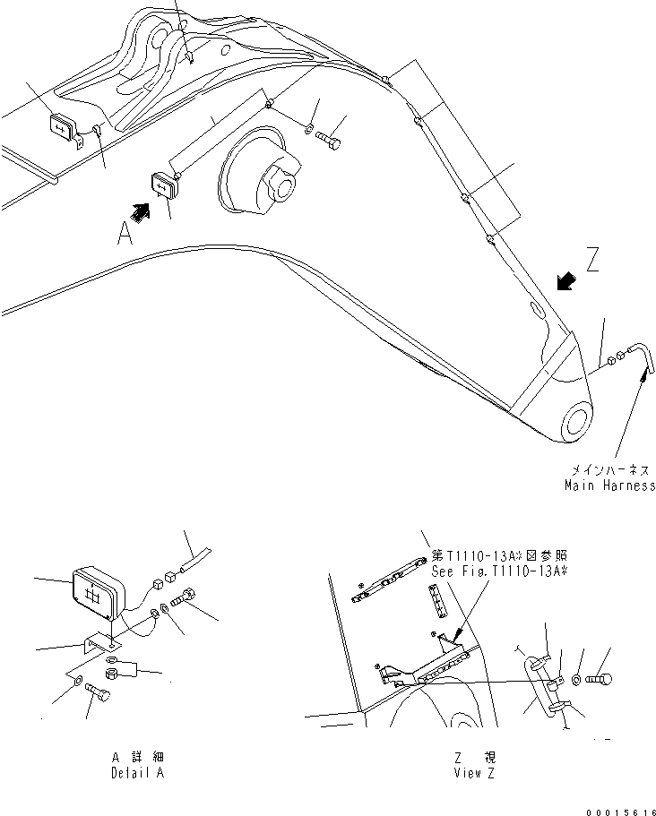 Excavators Komatsu / PC750SE-7K S/N K40001-UP(pc750s3u) / BOOM (WORKING LAMP)(360030 : T1110-03A0)