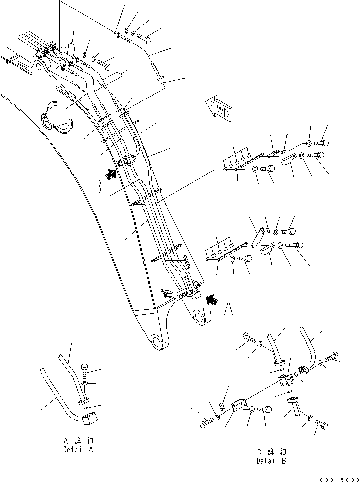 Excavators Komatsu / PC750SE-7K S/N K40001-UP(pc750s3u) / BOOM PIPING (7.1M WITH CYLINDER LOCK VALVE) (ARM CYLINDER LINE)( 1/2) (PC750SE)(360080 : T1110-12A2)