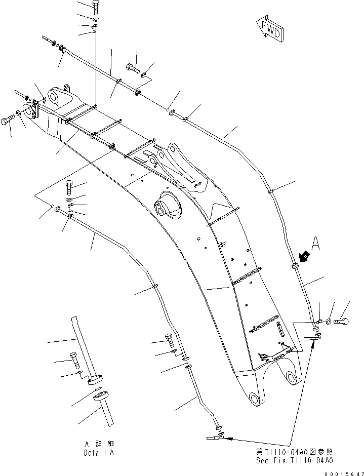 Excavators Komatsu / PC750SE-7K S/N K40001-UP(pc750s3u) / BOOM PIPING (7.1M) (BUCKET CYLINDER LINE) (PC750SE)(360110 : T1110-15A0)