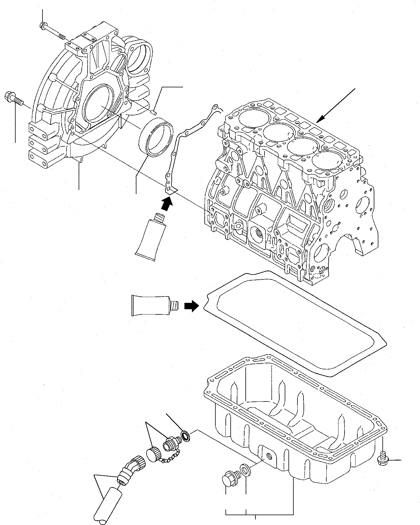 Komatsu parts book diagram for PC75-1 S/N 5000001-Up: FLYWHEEL - LUBRICATING OIL SUMP