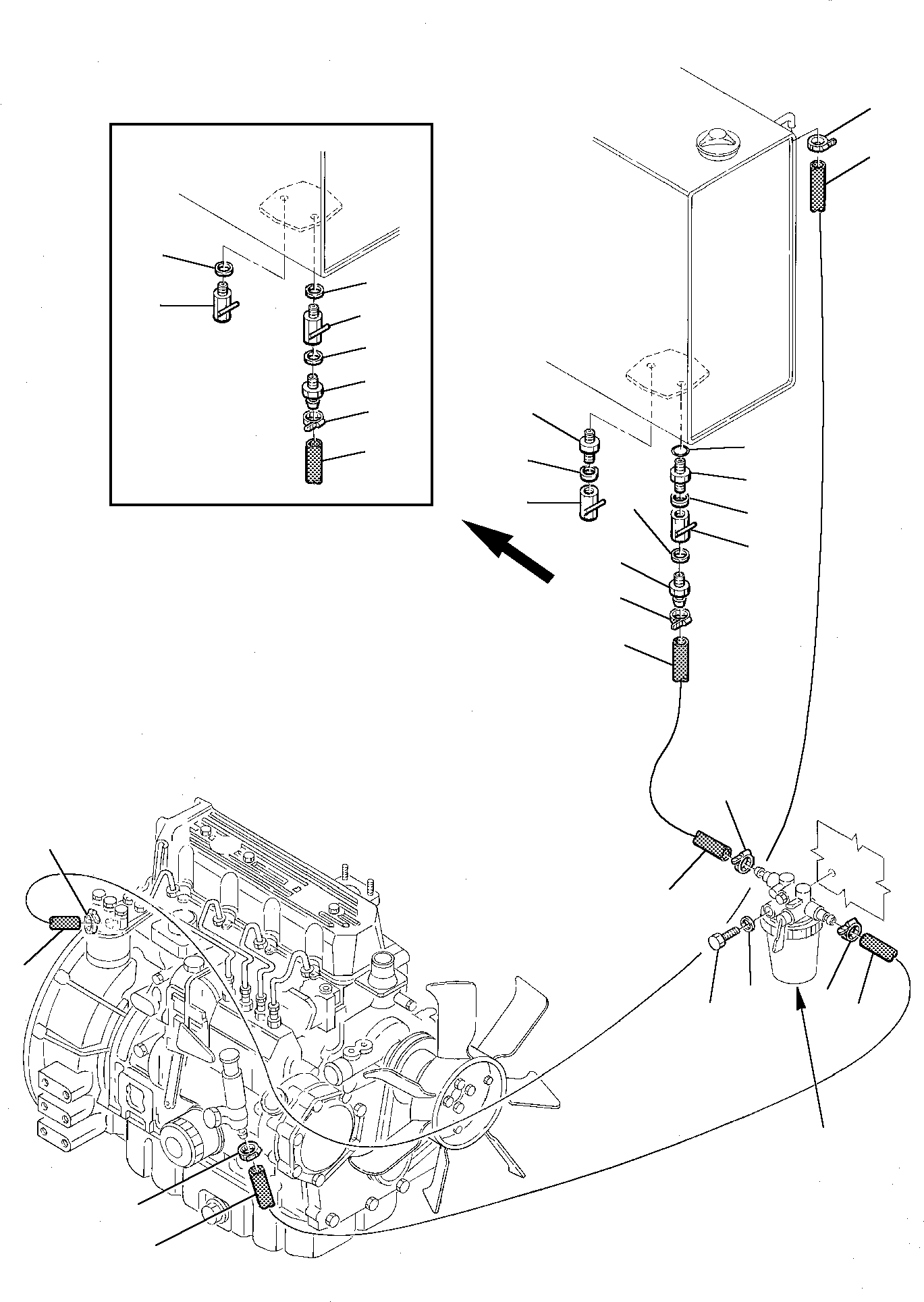 Komatsu parts book diagram for PC75-1 S/N 5000001-Up: FUEL PIPING (2/2)