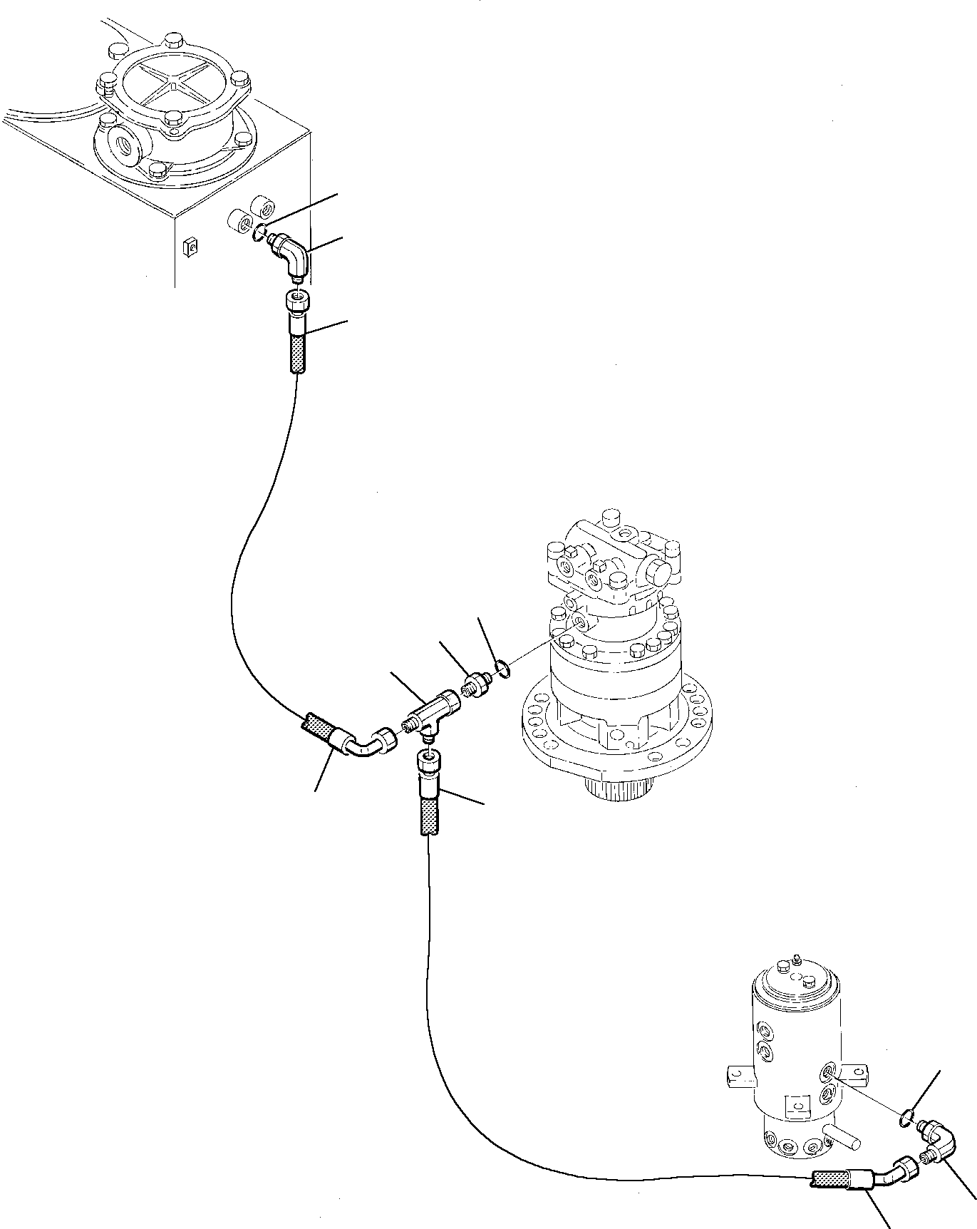 Komatsu parts book diagram for PC75-1 S/N 5000001-Up: HYDRAULIC PIPING (DRAIN LINE) (1/2)