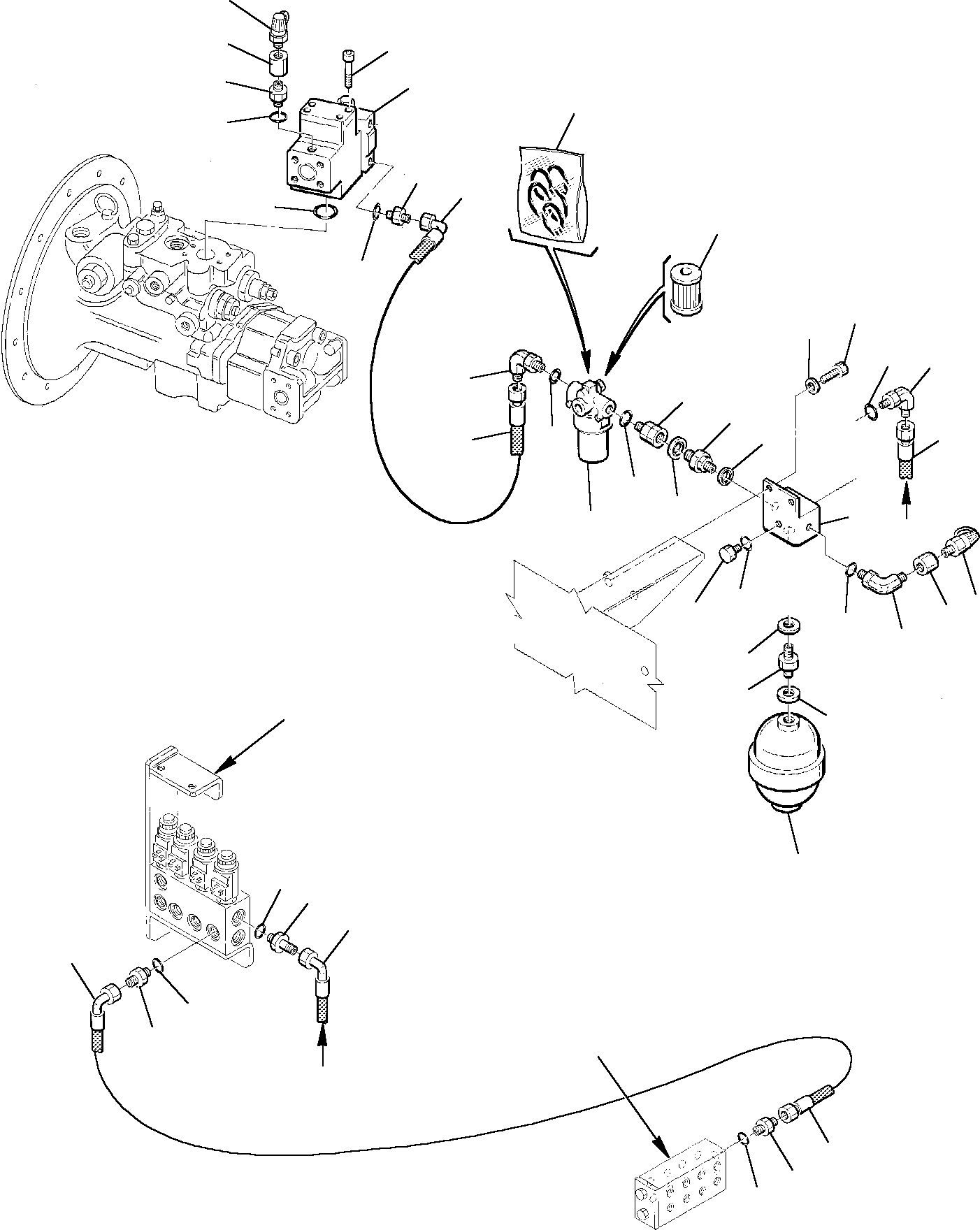Komatsu parts book diagram for PC75-1 S/N 5000001-Up: HYDRAULIC PIPING (PPC VALVE DELIVERY LINE)