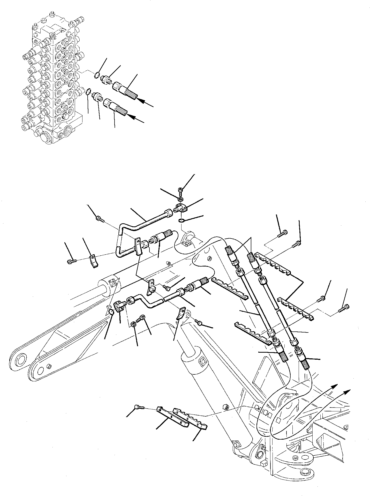 Komatsu parts book diagram for PC75-1 S/N 5000001-Up: HYDRAULIC PIPING (ARM CYLINDER LINE)