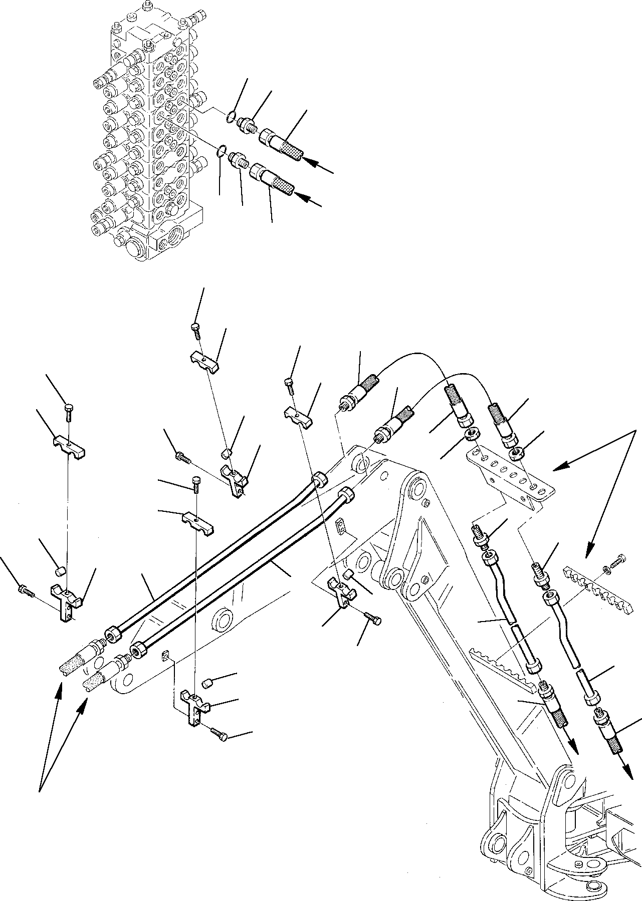 Excavators Komatsu / PC75-1 S/N 5000001-Up(pc75_1) / HYDRAULIC PIPING (BUCKET CYLINDER LINE) (FOR 2-PIECE BOOM)(M6-96 : 6731)