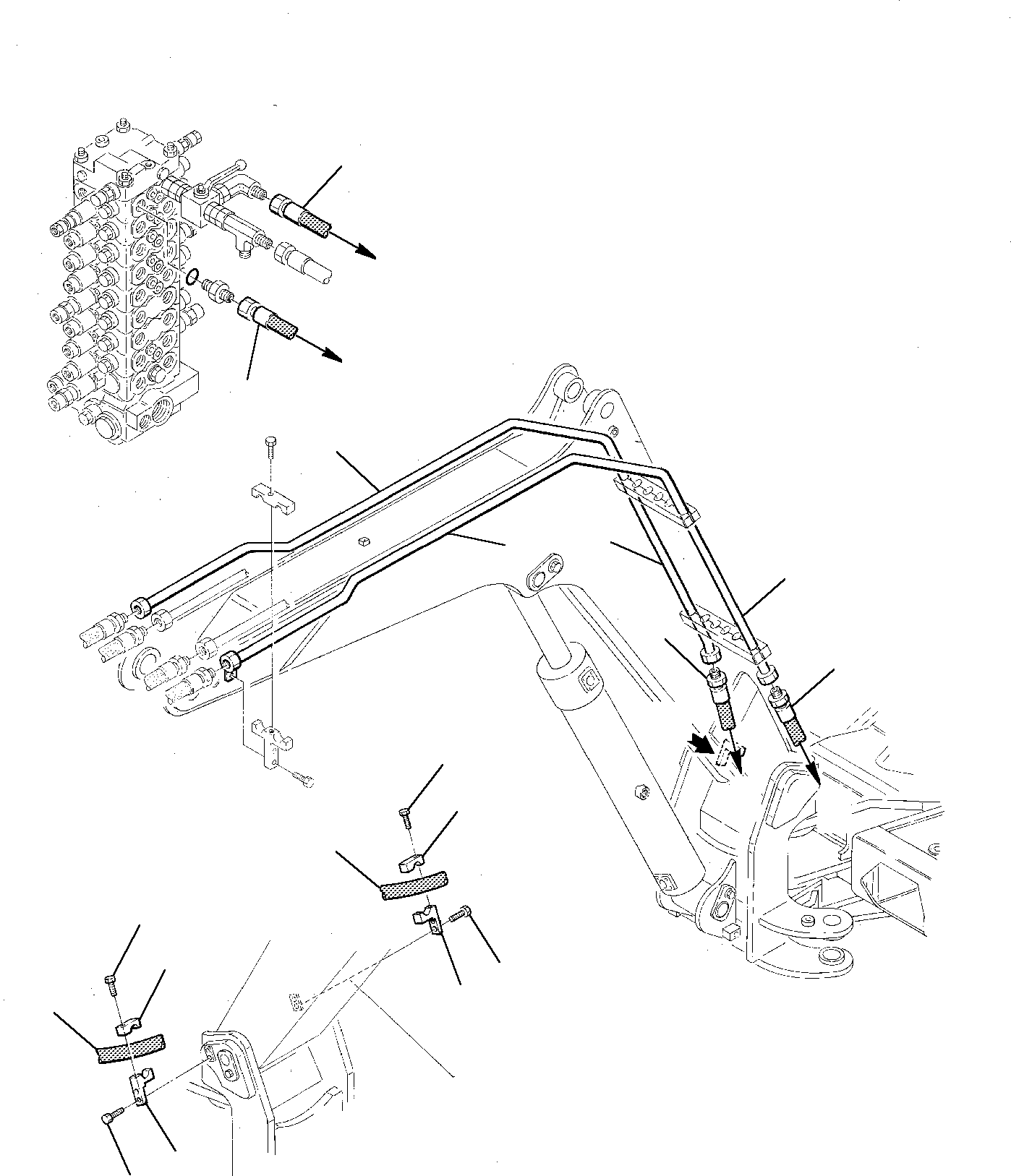 Komatsu parts book diagram for PC75-1 S/N 5000001-Up: HYDRAULIC PIPING (ADDITIONAL EQUIPMENT) (BOOM SIDE)