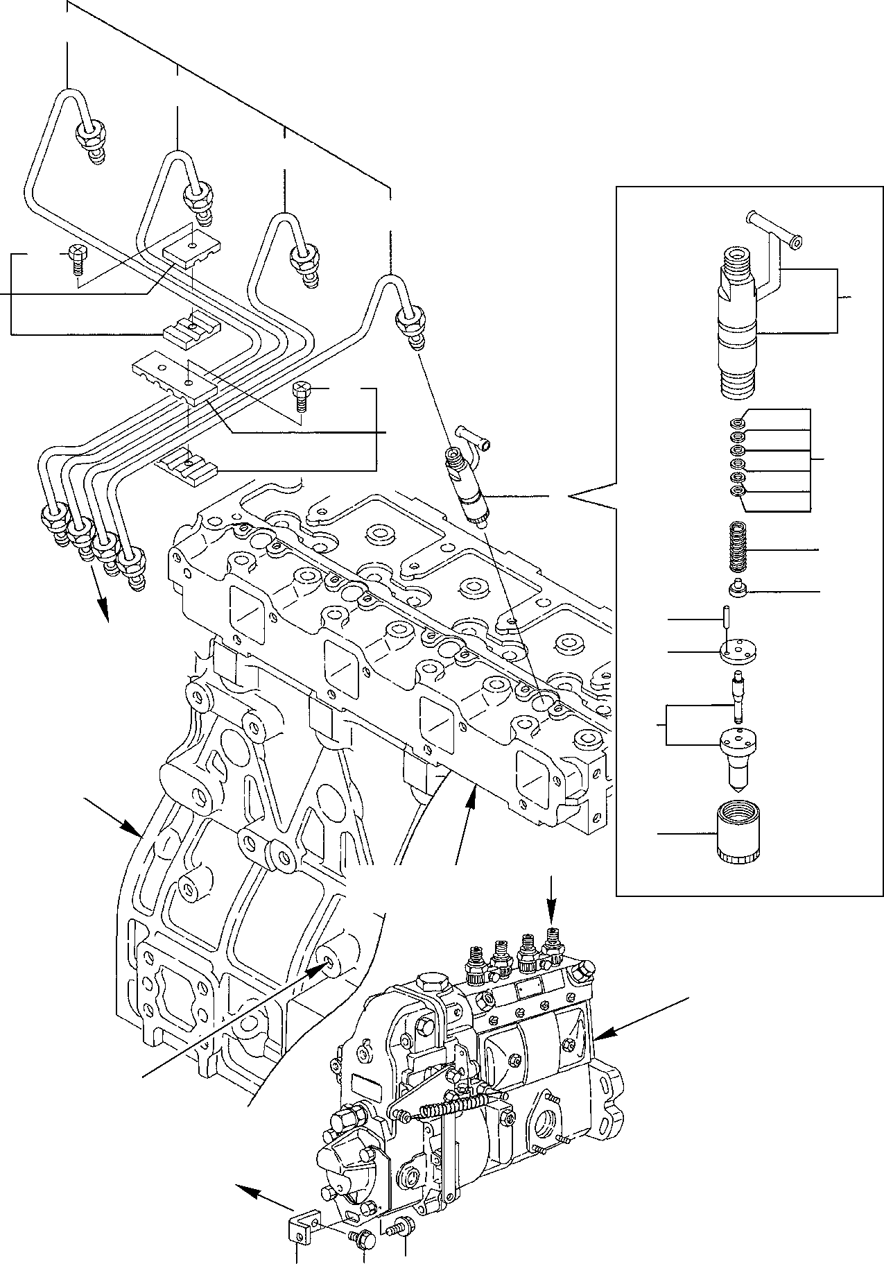 Komatsu parts book diagram for PC75R-2 USA S/N 22E5200001-Up: FUEL INJECTION LINE