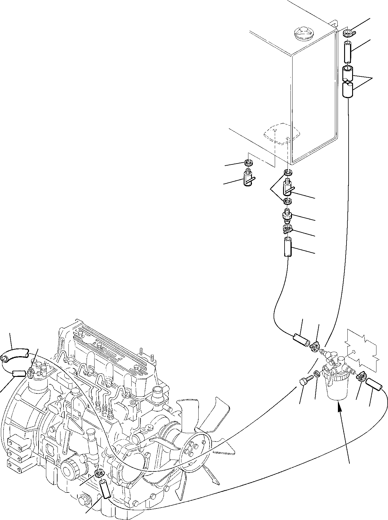 Komatsu parts book diagram for PC75R-2 USA S/N 22E5200001-Up: FUEL PIPING (2/2)