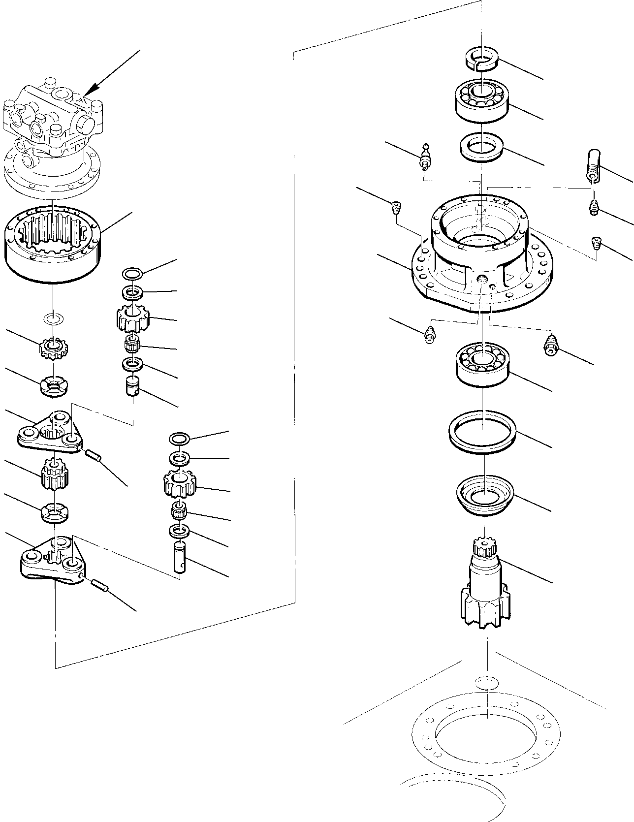 Komatsu parts book diagram for PC75R-2 USA S/N 22E5200001-Up: SWING MACHINERY (1/2)