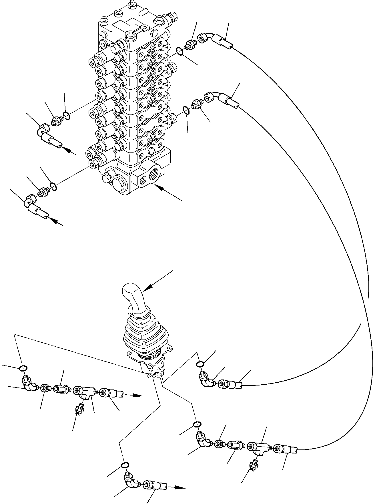 Komatsu parts book diagram for PC75R-2 USA S/N 22E5200001-Up: HYDRAULIC PIPING (ARM AND SWING PPC VALVE LINE) (2/2)