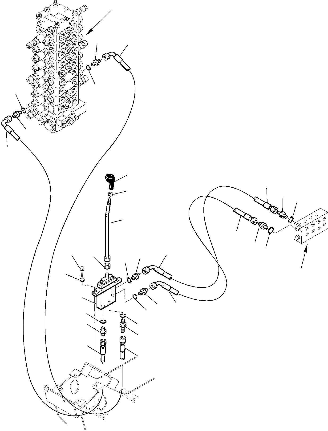Komatsu parts book diagram for PC75R-2 USA S/N 22E5200001-Up: HYDRAULIC PIPING (BLADE VALVE LINE)