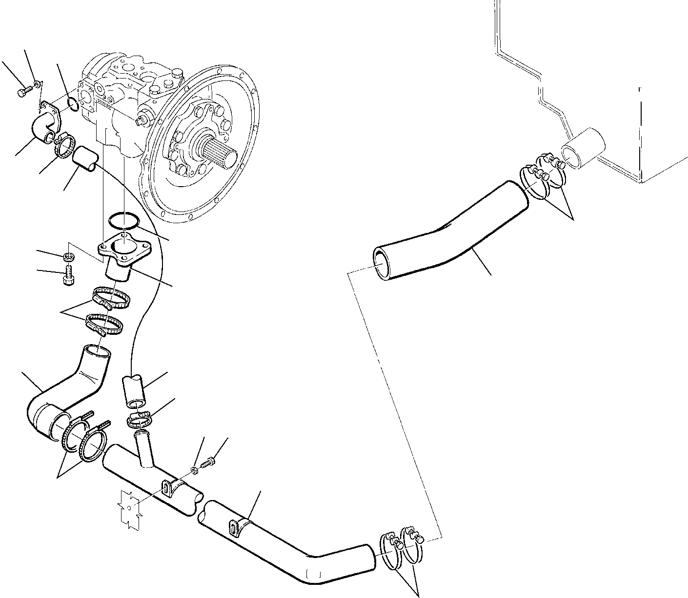 Komatsu parts book diagram for PC75R-2 USA S/N 22E5200001-Up: HYDRAULIC PIPING (SUCTION LINE)