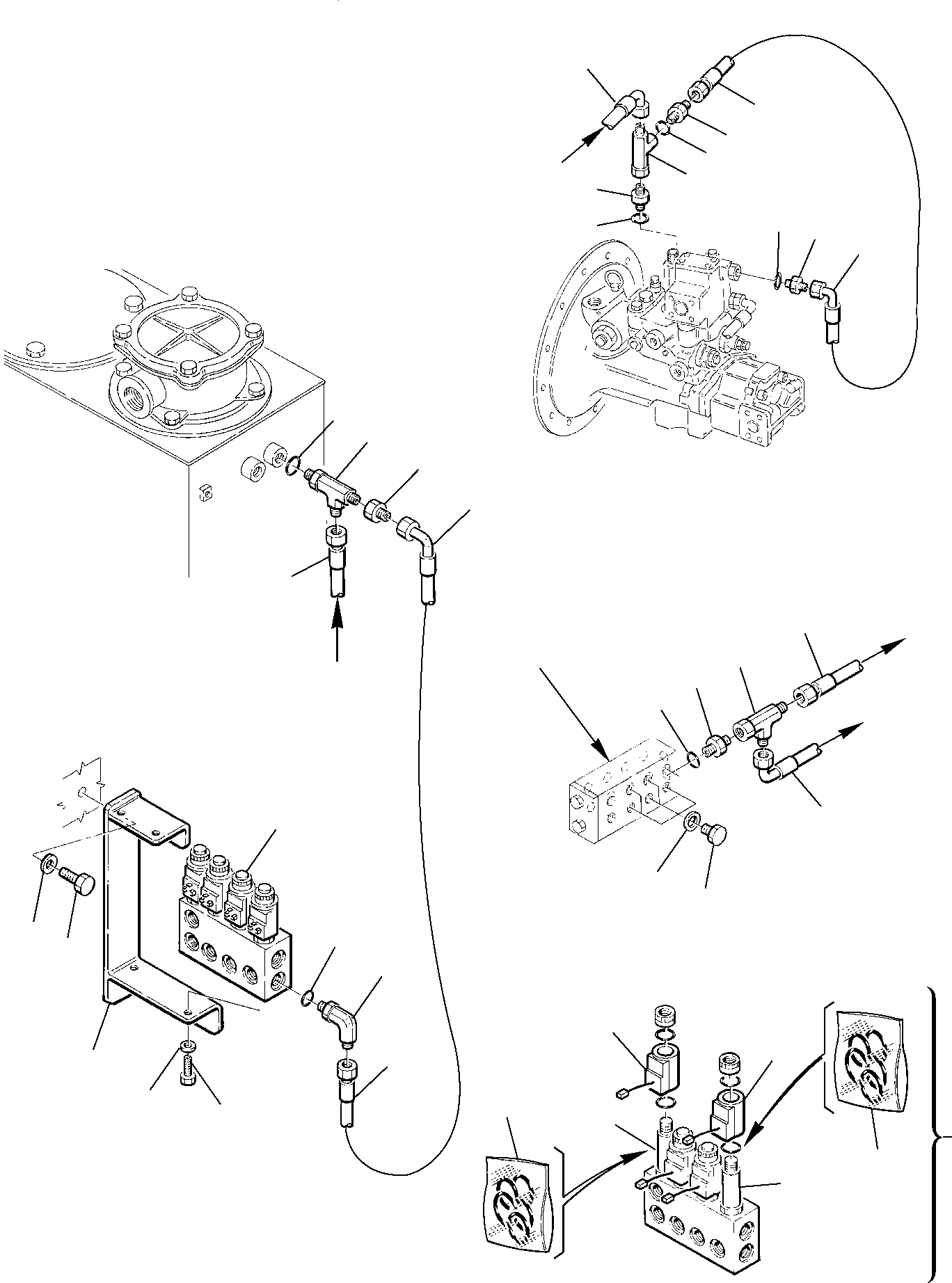 Komatsu parts book diagram for PC75R-2 USA S/N 22E5200001-Up: HYDRAULIC PIPING (PPC VALVE RETURN LINE)