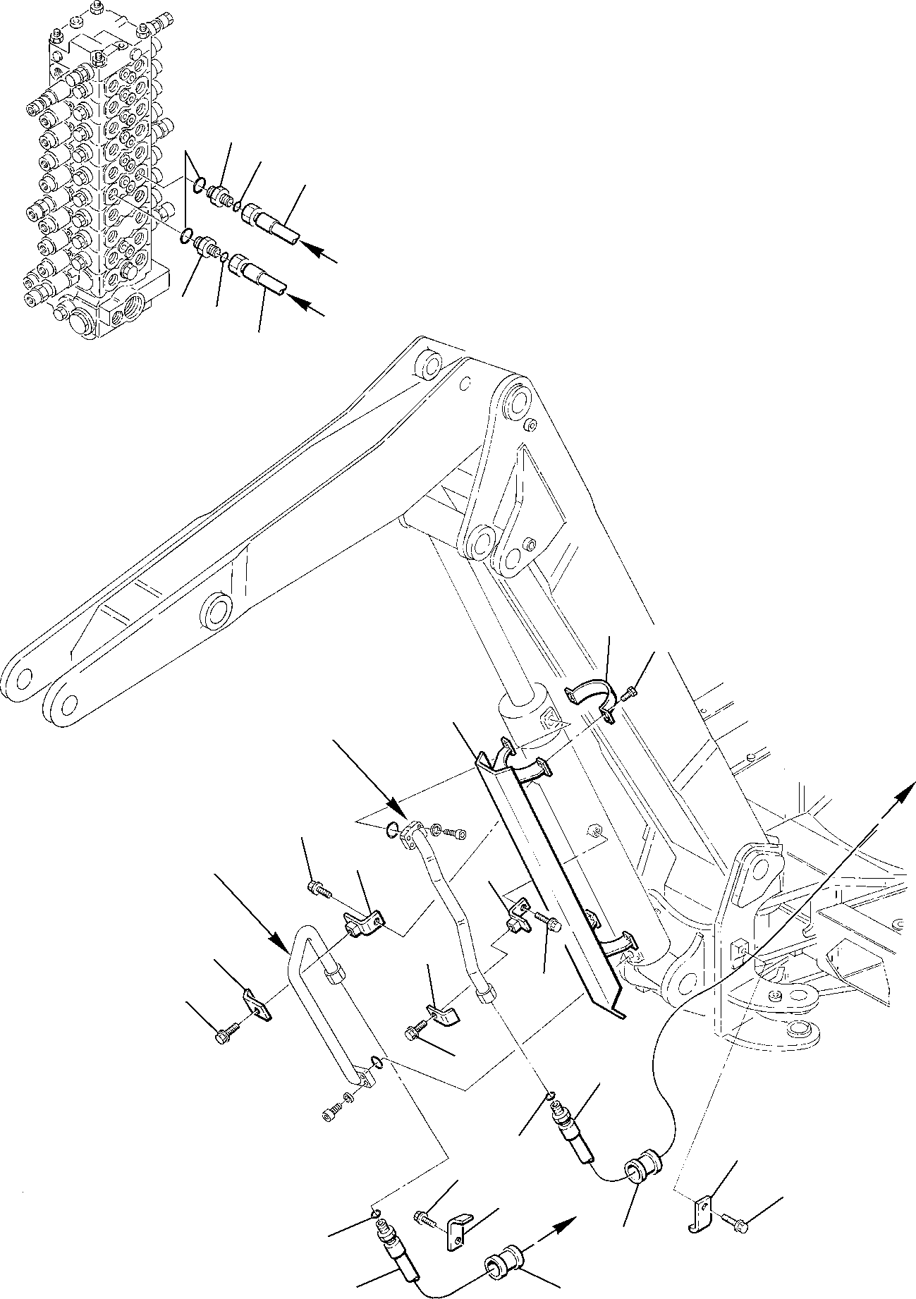 Komatsu parts book diagram for PC75R-2 USA S/N 22E5200001-Up: HYDRAULIC PIPING (BOOM CYLINDER LINE) (WITH 2-PIECE BOOM)