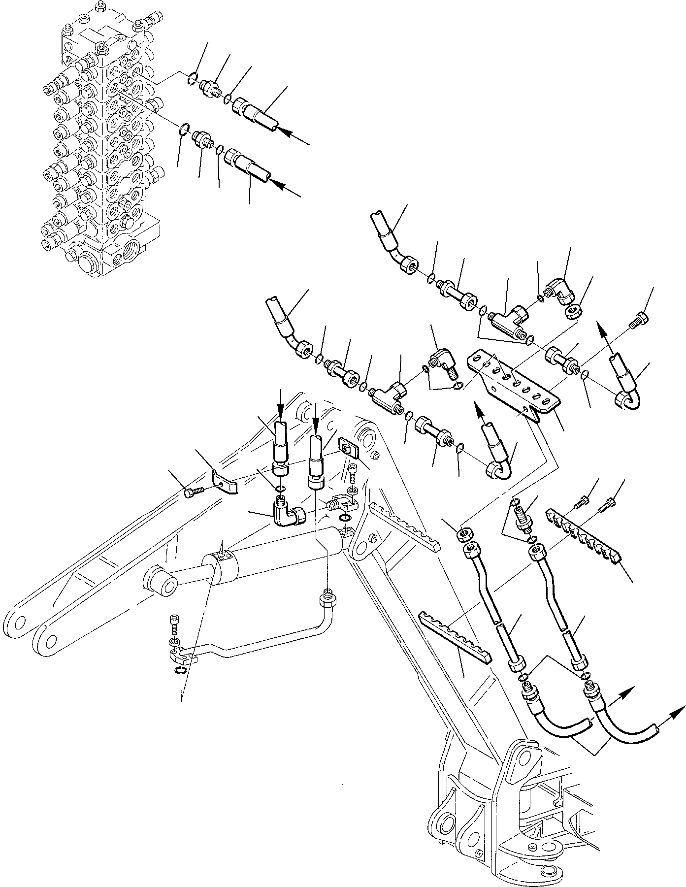 Komatsu parts book diagram for PC75R-2 USA S/N 22E5200001-Up: HYDRAULIC PIPING (2ND BOOM CYLINDER LINE)