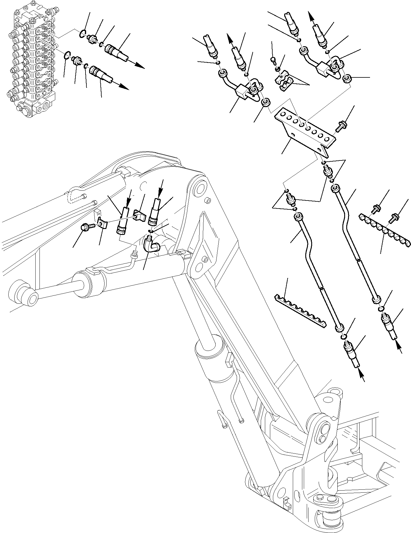 Komatsu parts book diagram for PC75R-2 USA S/N 22E5200001-Up: HYDRAULIC PIPING (2ND BOOM CYLINDER LINE)
