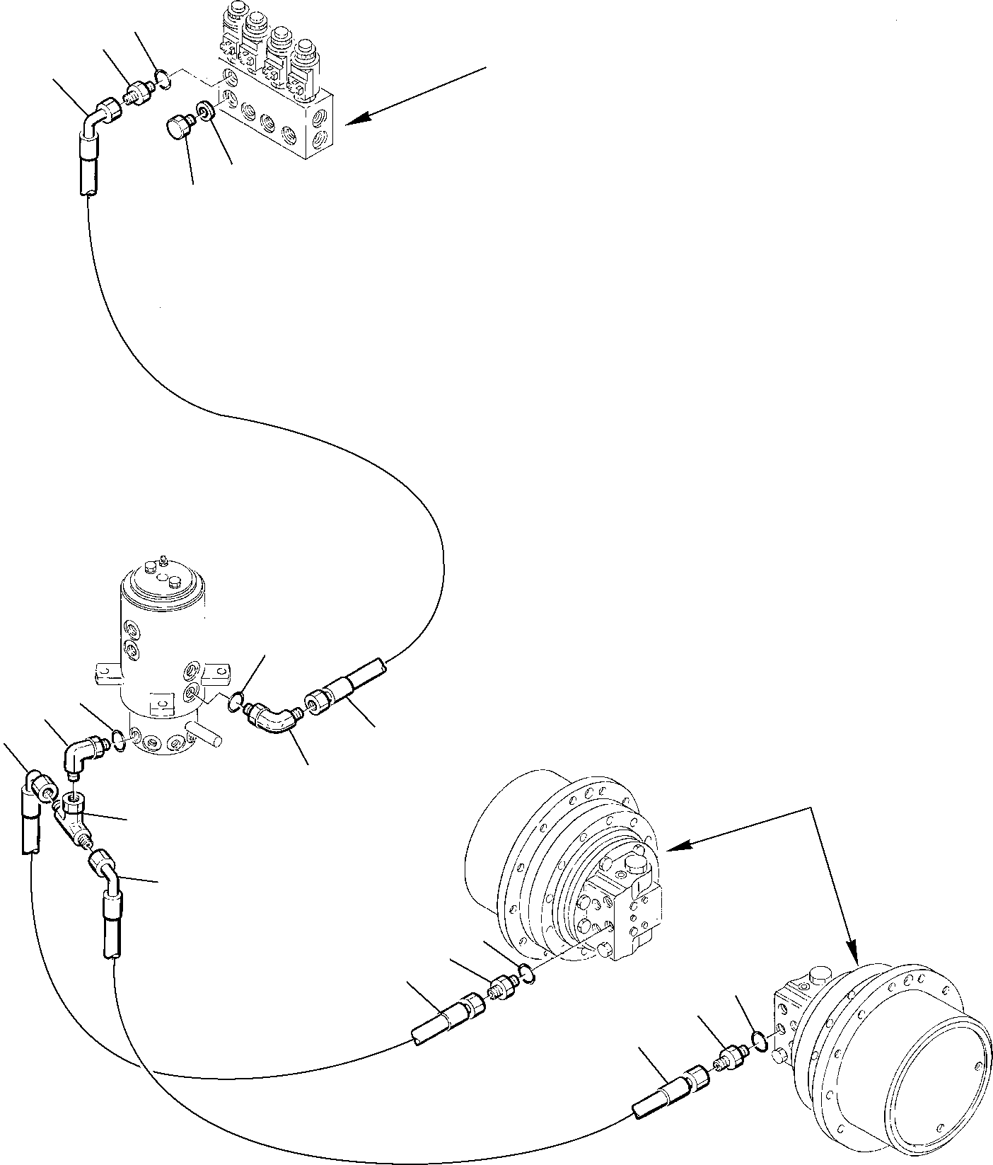 Komatsu parts book diagram for PC75R-2 USA S/N 22E5200001-Up: HYDRAULIC PIPING (TRAVEL SPEED)